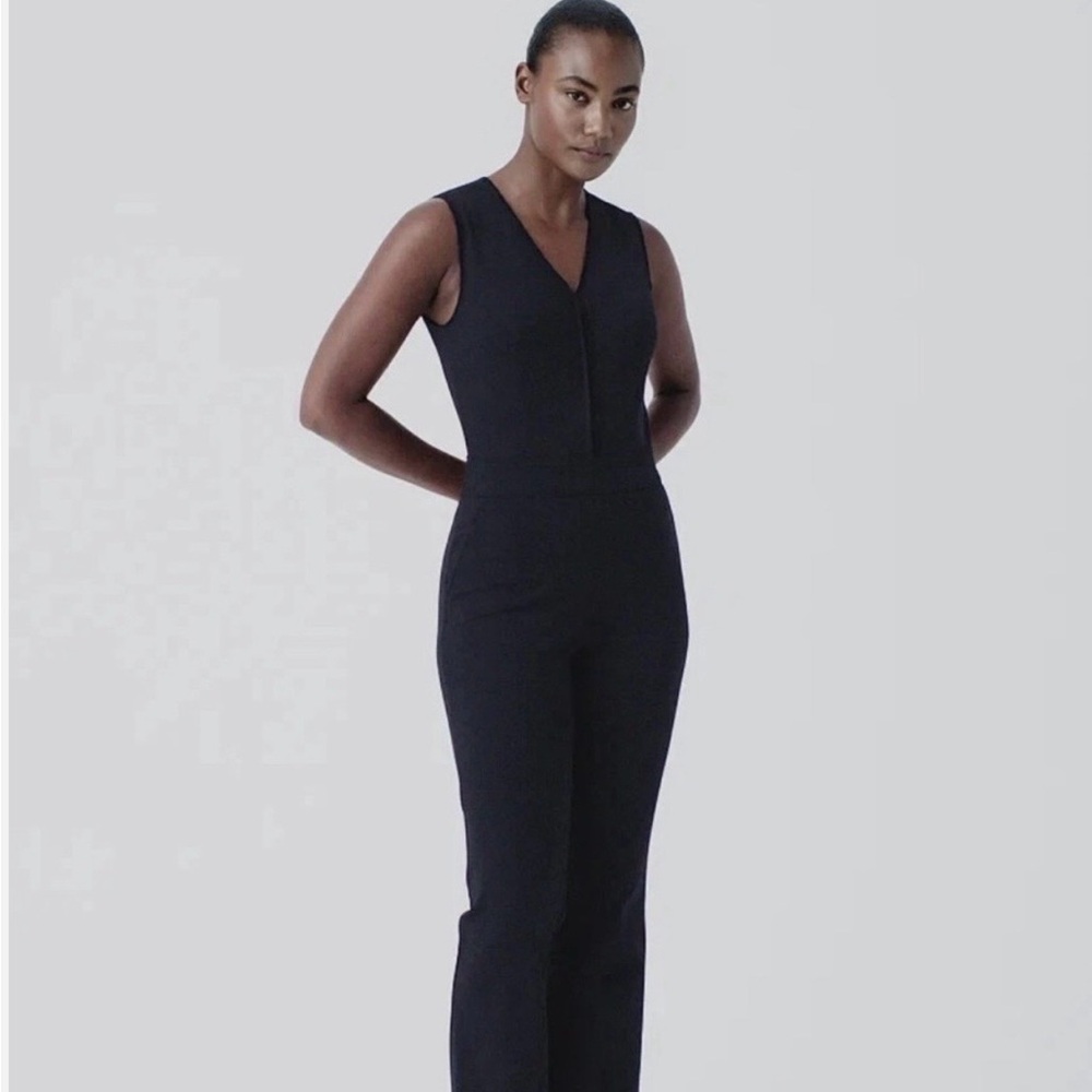 SPANX Black Sleeveless V-Neck Wide-Leg Jumpsuit